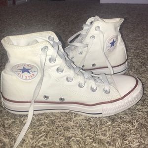 All white high top converse